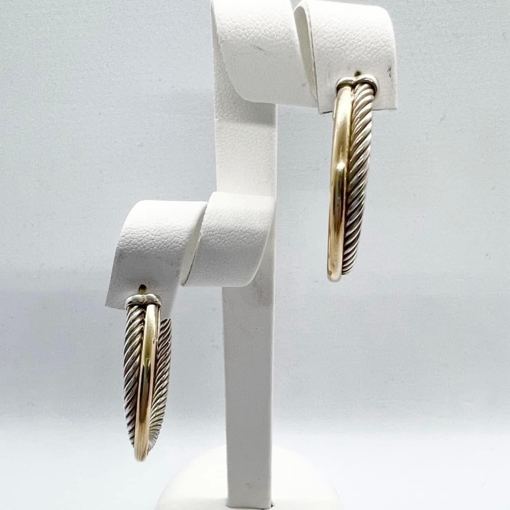 David Yurman Crossover Medium Hoop Earrings With 18k Gold